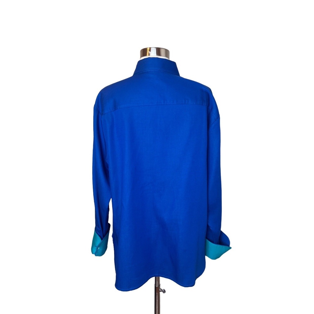 Hinson Wu Shirt XL Blue Teal Long Sleeve Double Face Shirt - Picture 4 of 7
